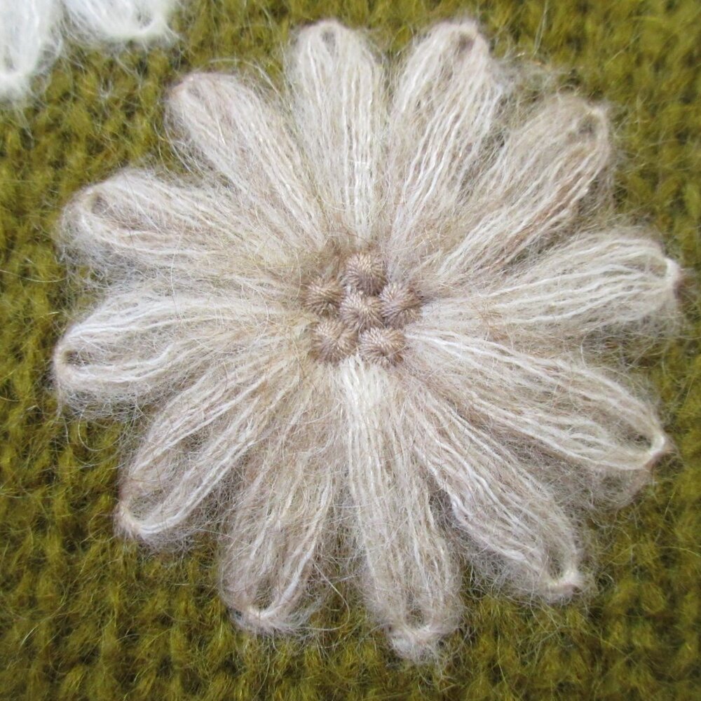 NWT La Maille Sezane Suzon Jumper in Olive Floral Embroidered Sweater S - Picture 8 of 10